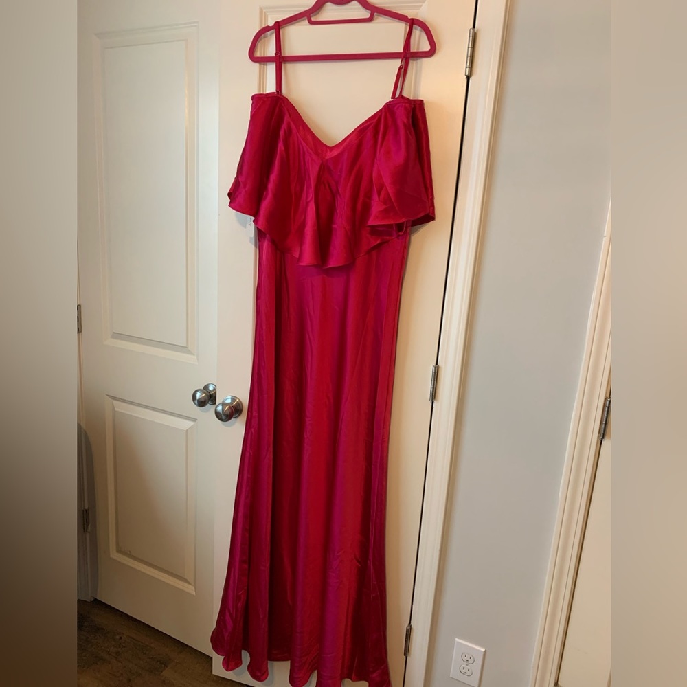 Revelry Riley Convertible Satin Dress Hot Pink